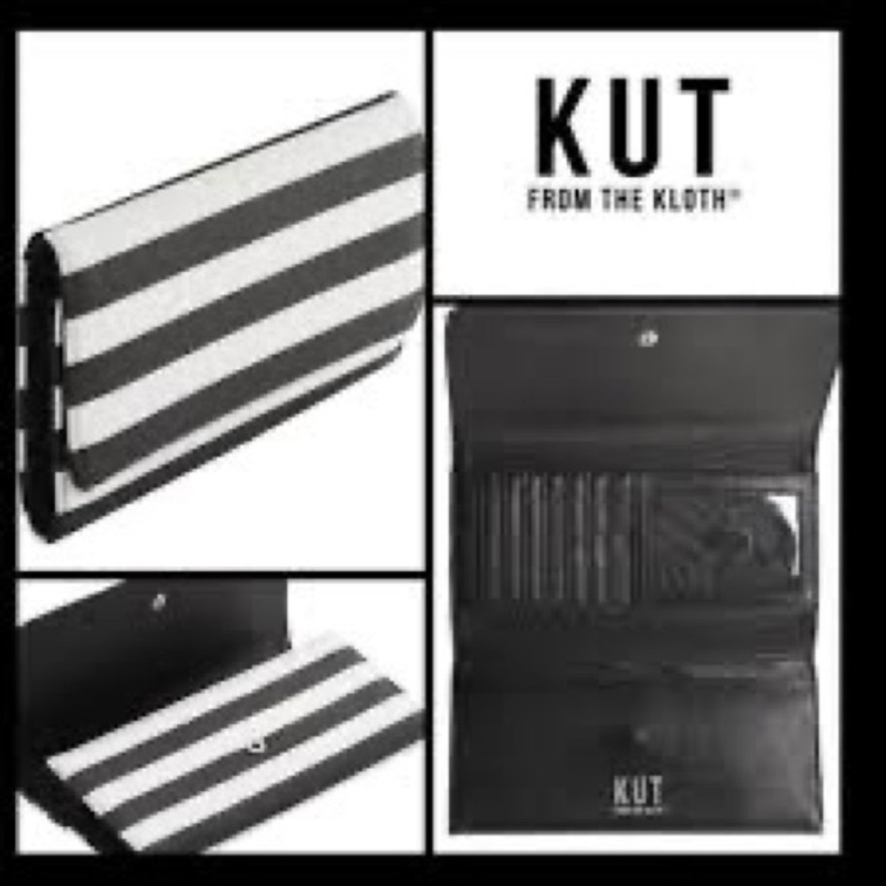 Black and White Striped Slim Wallet